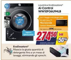 Control - WW10FG6U94LB Lavatrice Caricamento Frontale 10 Kg 1400 Giri/min A Bianco Control - WW10FG6U94LB Lavatrice Caricamento Frontale 10 Kg 1400 Giri/min A Bianco