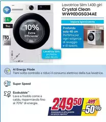 Samsung - Lavatrice Slim Crystal Clean WW90DG5G34AE