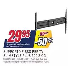 Max - Supporto Fisso Per Tv Slimstyle Plus 600 S Cg