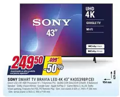 Sony - Smart Tv Bravia Led 4k 43" K43S39BP/CEI