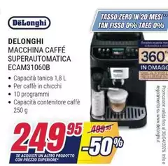 DeLonghi Macchina Caffé Superautomatica Ecam31060b