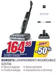 Rowenta - Lavapavimenti Ricaricabile Gz5736
