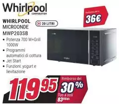 Whirlpool - Microonde Mwp203sb