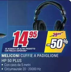 Meliconi - Cuffie A Padiglione Hp 50 Plus Meliconi - Cuffie A Padiglione Hp 50 Plus