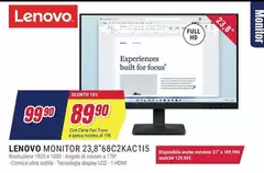 Lenovo - Monitor 23.8"68C2KAC115