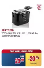 Ariete - Tostapane 700 W 9 Livelli Doratura Nero 159/02 159/02
