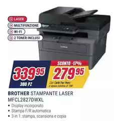 Brother - Stampante Laser Mfcl2827dwxl