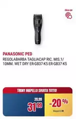 Panasonic - Regolabarba Tagliacap Rc. Mis. 1/ 10mm. Wet Dry Er-gb37-ks Er-gb37-ks