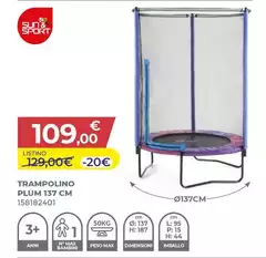 Sun & Sport - Trampolino Plum 137 Cm