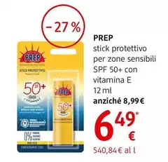 Prep - Stick Protettivo Per Zone Sensibili Spf 50+ Con Vitamina E 12 Ml