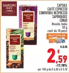 Conad - Capsule Caffè Espresso Compatibili Nespresso Sapori&Idee