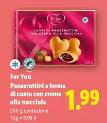 For You - Panzerottini A Forma Di Cuore Con Crema Alla Nocciola
