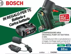 Bosch - Compressore Aria Universal Pump + Kit Batteria 2.5H Bosch - Compressore Aria Universal Pump + Kit Batteria 2.5H