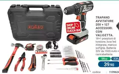Kombo - Trapano Avvitatore 20v + 127 Accessori Con Valigetta
