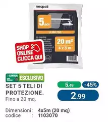 Set 5 Teli Di Protezione. Set 5 Teli Di Protezione.