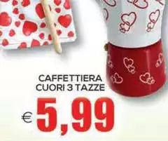 Caffettiera Cuori 3 Tazze
