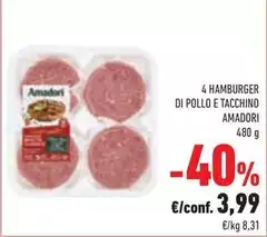 Amadori - 4 Hamburger Di Pollo E Tacchino