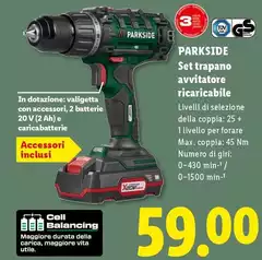 Parkside - Set Trapano Avvitatore Ricaricabile