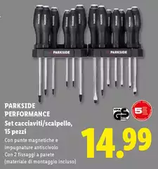 Parkside Performance - Set Cacciaviti/Scalpello, 15 Pezzi