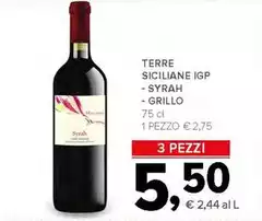Terre siciliane - Terre Siciliane IGP Syrah/ Grillo