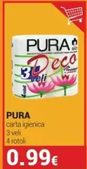Puros - Carta Igienica 3 Veli 4 Rotoli
