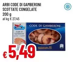 Arbi - Code Di Gamberoni Scottate Congelate Arbi - Code Di Gamberoni Scottate Congelate