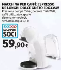 De Longhi - Macchina Per Caffè Espresso  Dolce Gusto Edg335w