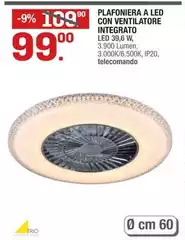 Trio - Plafoniera A Led Con Ventilatore Integrato