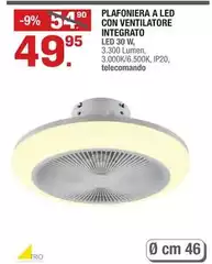 Trio - Plafoniera A Led Con Ventilatore Integrato