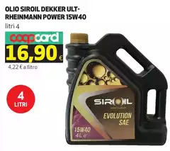 Coop - Olio Siroil Dekker Ult-Rheinmann Power 15W40 Coop - Olio Siroil Dekker Ult-Rheinmann Power 15W40