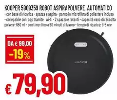 Kooper - 5909359 Robot Aspirapolvere Automatico