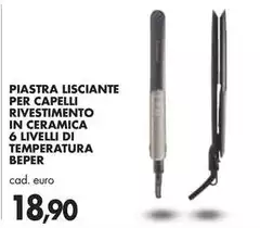 Beper - Piastra Lisciante Per Capelli Rivestimento In Ceramica 6 Livelli Di Temperatura Beper - Piastra Lisciante Per Capelli Rivestimento In Ceramica 6 Livelli Di Temperatura