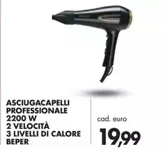 Beper - Asciugacapelli Professionale 2200 W 2 Velocità 3 Livelli Di Calore Beper - Asciugacapelli Professionale 2200 W 2 Velocità 3 Livelli Di Calore