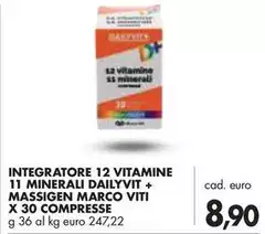 Massigen - Integratore 12 Vitamine 11 Minerali Dailyvit + Marco Viti X 30 Compresse Massigen - Integratore 12 Vitamine 11 Minerali Dailyvit + Marco Viti X 30 Compresse