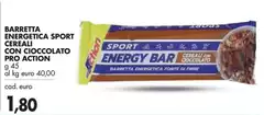 Barretta Energetica Sport Con Cioccolato Pro Action Barretta Energetica Sport Con Cioccolato Pro Action