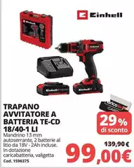 Einhell - Trapano Avvitatore A Batteria 18/40-1 Li Einhell - Trapano Avvitatore A Batteria 18/40-1 Li