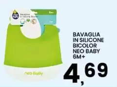 Neo - Bavaglia In Silicone Bicolor Baby 6M+ Neo - Bavaglia In Silicone Bicolor Baby 6M+