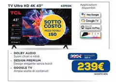 TCL - Tv Ultra Hd 4k 43" 43P69K