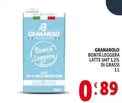 Granarolo - Bontà Leggera Latte UHT 1,2% Di Grassi Granarolo - Bontà Leggera Latte UHT 1,2% Di Grassi