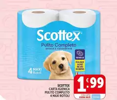 Scottex - Carta igienica Pulito Completo 4 Maxi Rotoli