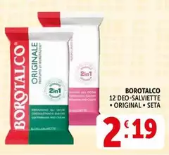 Borotalco - 12 Deo-salviette Original/ Seta