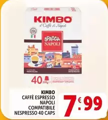 Kimbo - Caffè Espresso Napoli Compatibile Nespresso 40 Caps Kimbo - Caffè Espresso Napoli Compatibile Nespresso 40 Caps