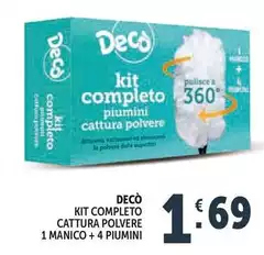 Deco - Kit Completo Cattura Polvere 1 Manico + 4 Piumini