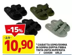 Coveri - Ciabatta Uomo/Donna In Gomma Doppia Fibbia Tinta Unita Numerata/  Orlo