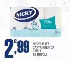 Nicky - Elite Carta Igienica 3 Veli 12 Rotoli