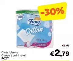 Foxy - Carta Igienica Cotton 5 Veli 4 Rotoli