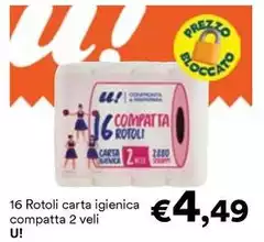 U! - 16 Rotoli Carta Igienica Compatta