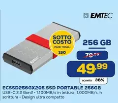Emtec - ECSSD256GX205 Ssd Portable 256GB