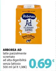 Arborea - Latte Parzialmente Scremato Ad Alta Digeribilità Senza Lattosio