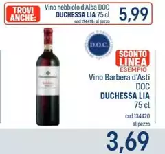 Duchessa Lia - Vino Barbera D'Asti DOC Duchessa Lia - Vino Barbera D'Asti DOC